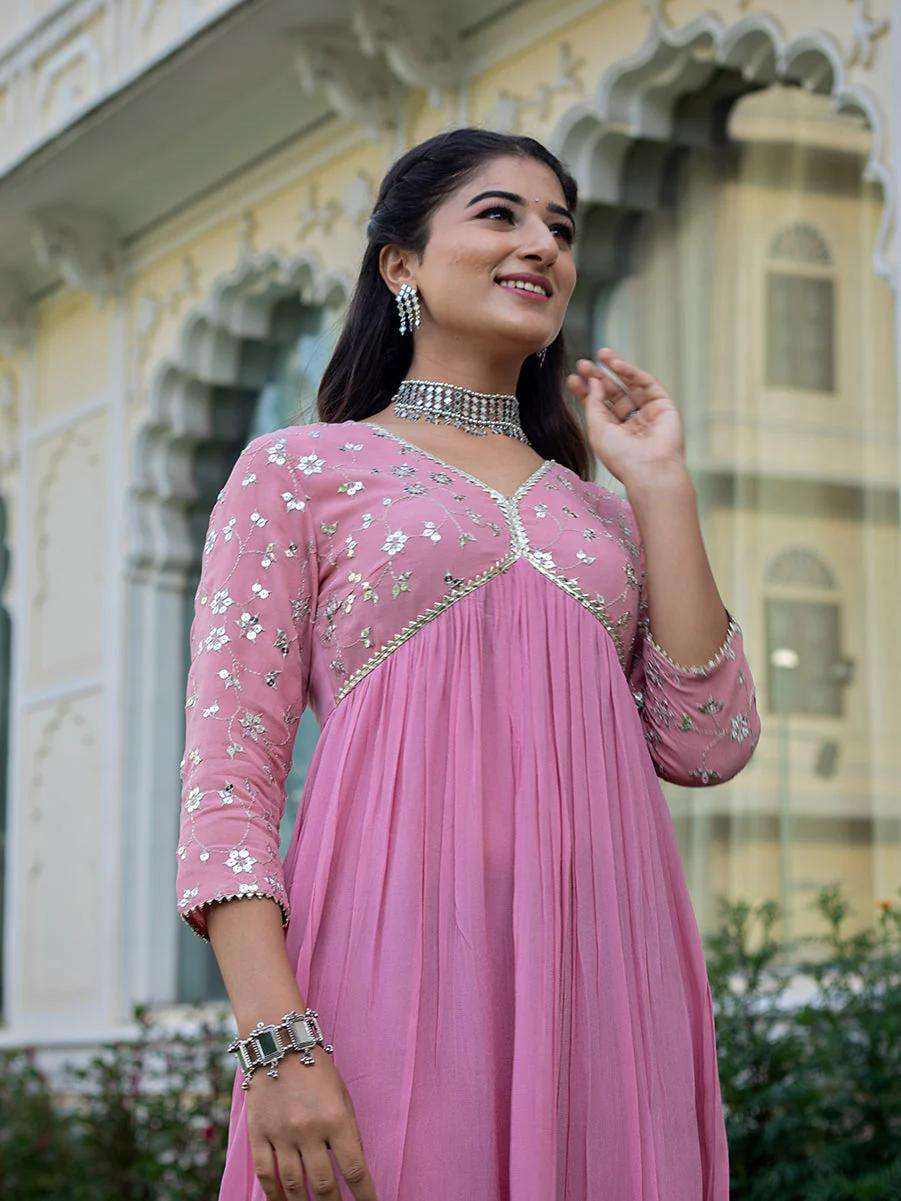 Women's Rayon embroidery work Georgette Fit & Flare Dress - Image 5